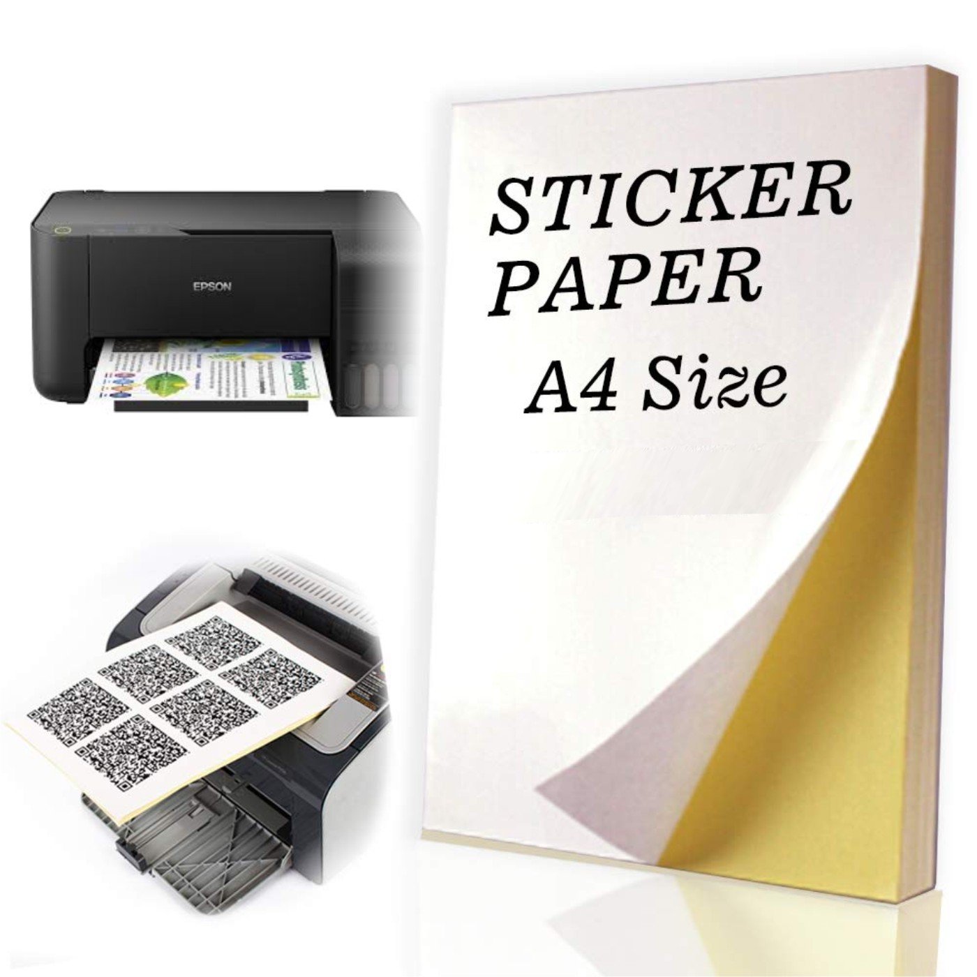 Magicdo Sticker Paper Glossy 100 Sheets Full Sheet Label A4 Self Adhesive Shipping Labels For 