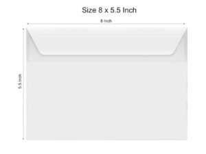 8 x 5.5 White Envelopes 100 Gsm. | Office & Multipurpose Envelopes  |  Small Horizontal Envelopes