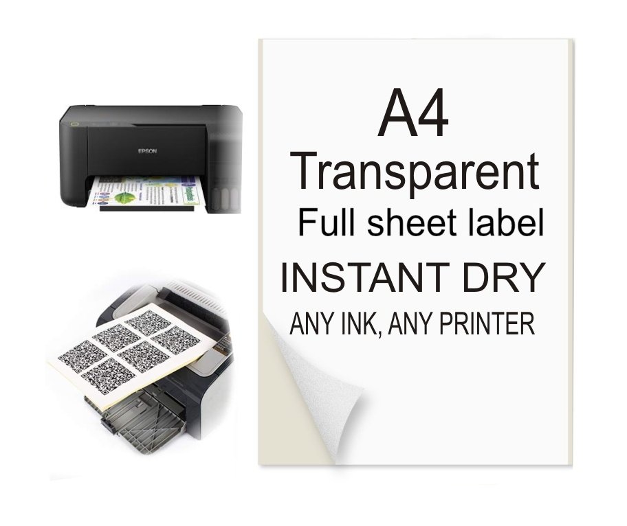 50 Sheets Translucent Waterproof Clear Labels Sticker Paper Printable Vinyl for Inkjet Printer 