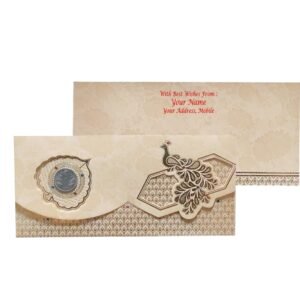 Cream Colour Fancy Wedding Shagun Gift Money Envelopes/ Lifafa with coin | Online Customized with Name printed