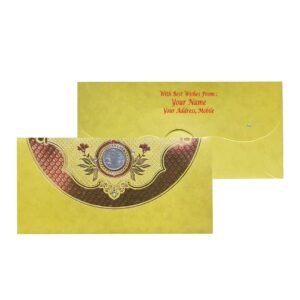 Yellow Colour Fancy Wedding Shagun Gift Money Envelopes/ Lifafa with coin | Online Customized with Name printed