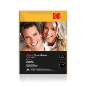 KODAK 210 GSM A4 (210x297mm) 20 Sheets High Glossy Cast Coated Water Resistant Instant Dry Photo Paper For All Inkjet Printers