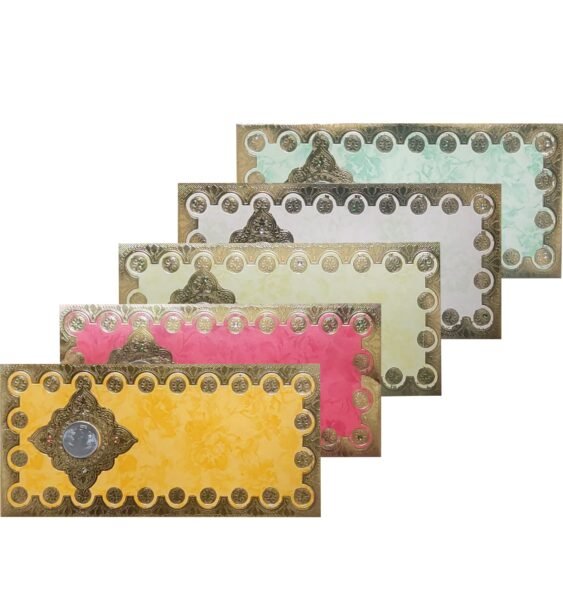 Multicolor Fancy Wedding Shagun Gift Money Envelopes/ Lifafa with coin | Online Customized with Name printed