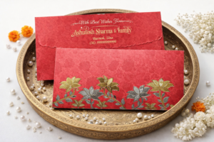 Red Colour Designer Shagun Wedding Envelope