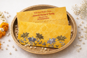 Yellow Colour Designer Shagun Wedding Envelope