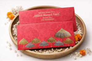Red Colour Designer Shagun Wedding Envelope