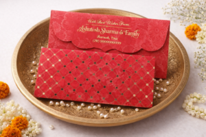 Red Colour Designer Shagun Wedding Envelope