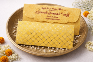 Yellow Colour Designer Shagun Wedding Envelope