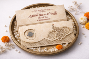 Cream Colour Fancy Wedding Shagun Gift Money Envelopes/ Lifafa with coin | Online Customized with Name printed