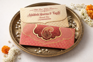 Red Colour Designer Shagun Wedding Envelope