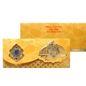 Yellow Colour Fancy Wedding Shagun Gift Money Envelopes/ Lifafa with coin | Online Customized with Name printed