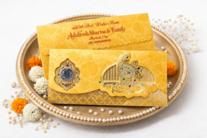 Yellow Colour Fancy Wedding Shagun Gift Money Envelopes/ Lifafa with coin | Online Customized with Name printed