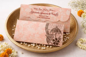 Designer Peach Shagun Envelopes – A Blend of Beauty & Culture" pink colour