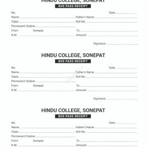 College/School Bus Pass Receipt