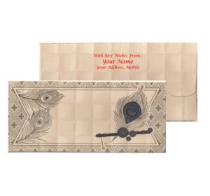 Beige Krishna Shagun Envelope (Mor Pankh)...