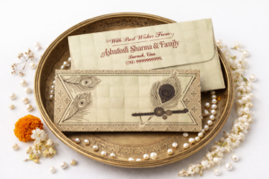 Beige Krishna Shagun Envelope (Mor Pankh)...