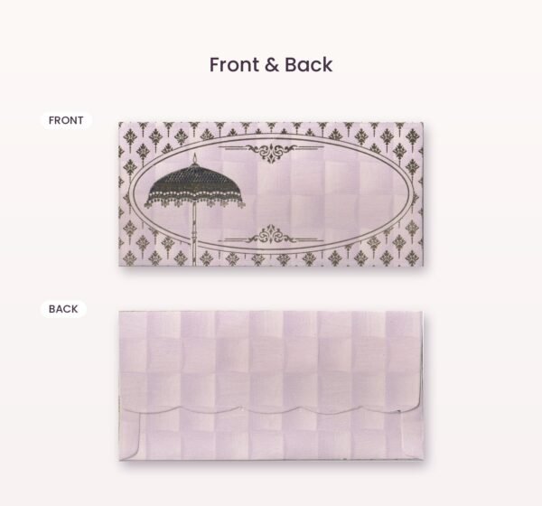 Pink golden umbrella shagun envelope front and back