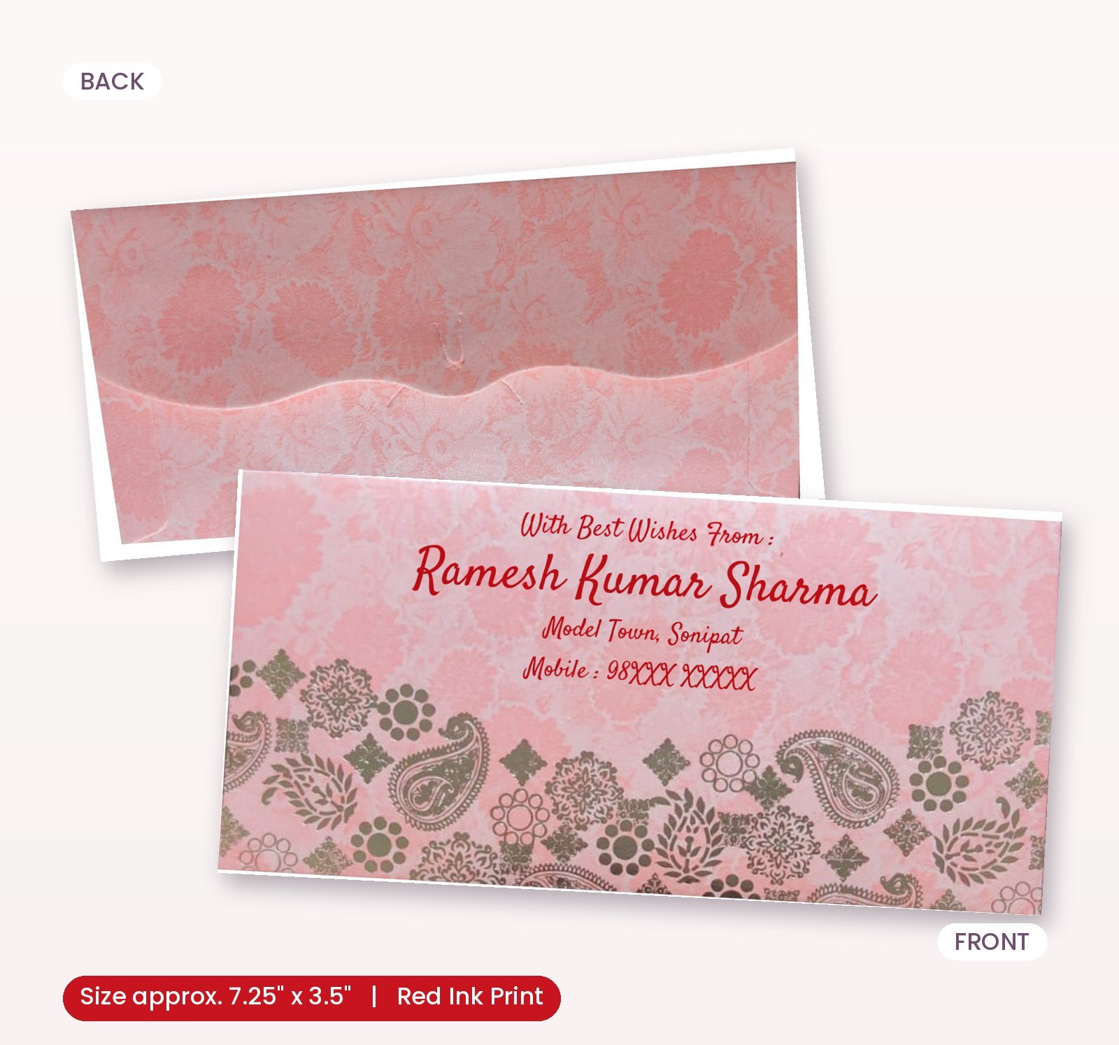 Pink Colour Designer Shagun Wedding Envelope