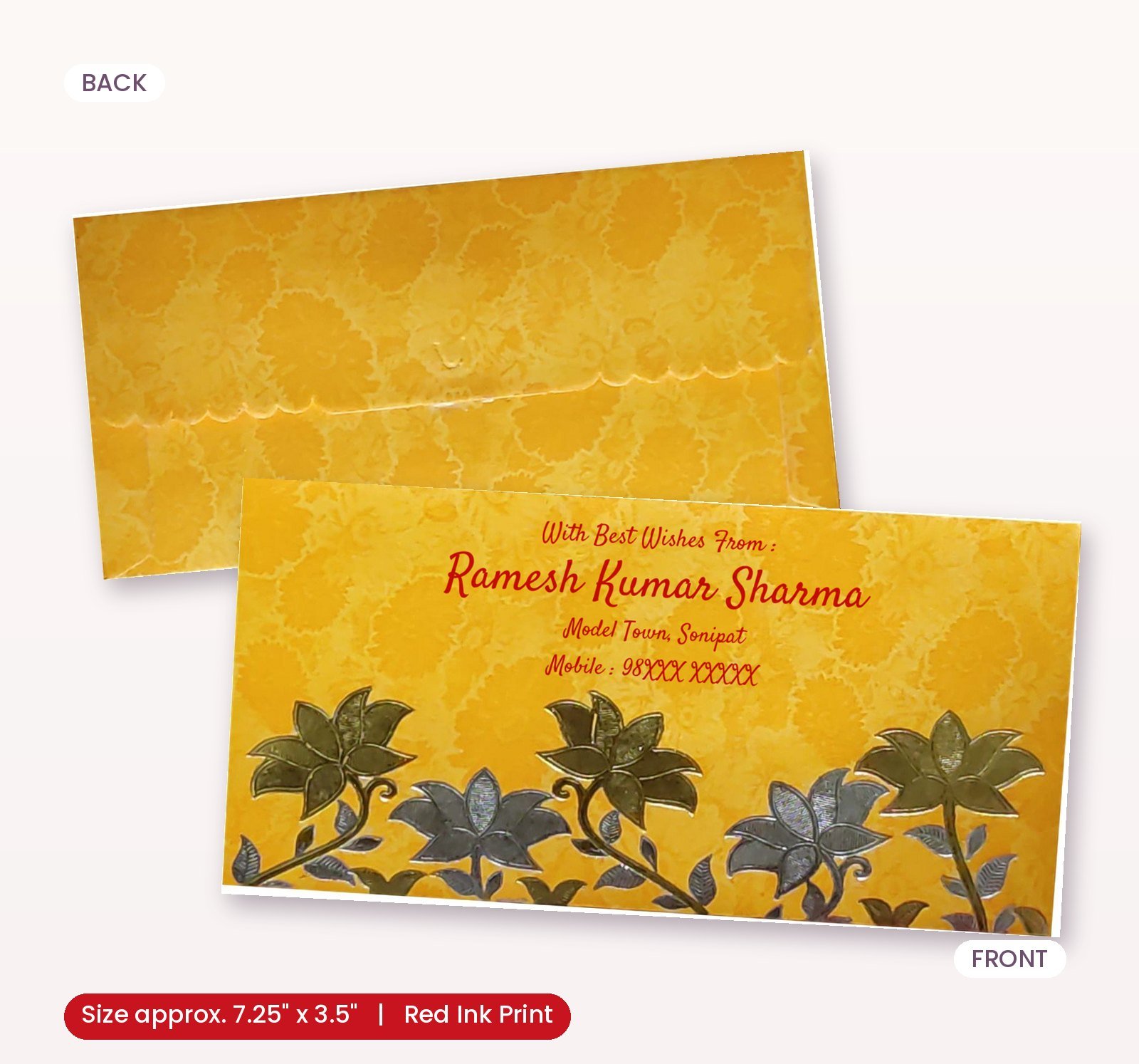 Yellow Colour Designer Shagun Wedding Envelope