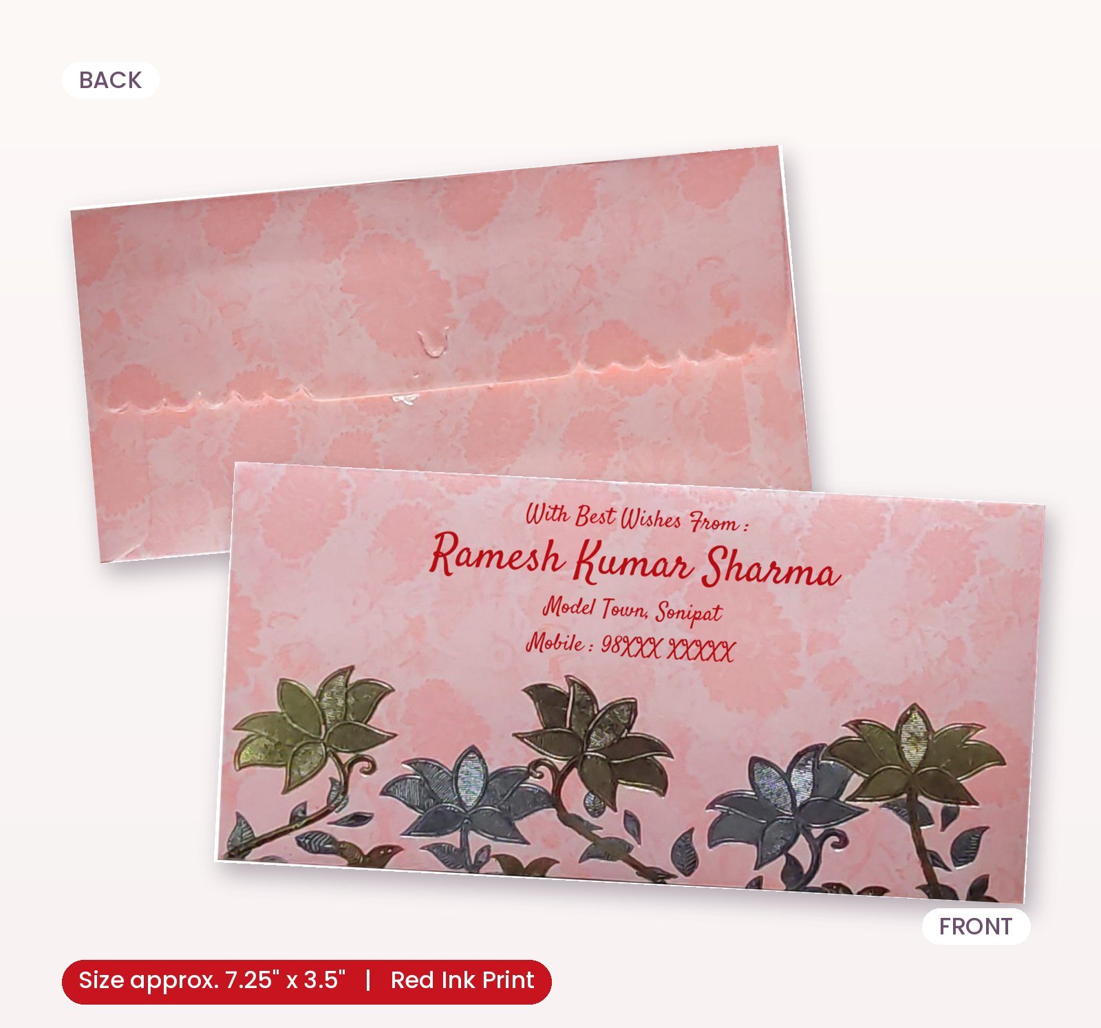 Pink Colour Designer Shagun Wedding Envelope