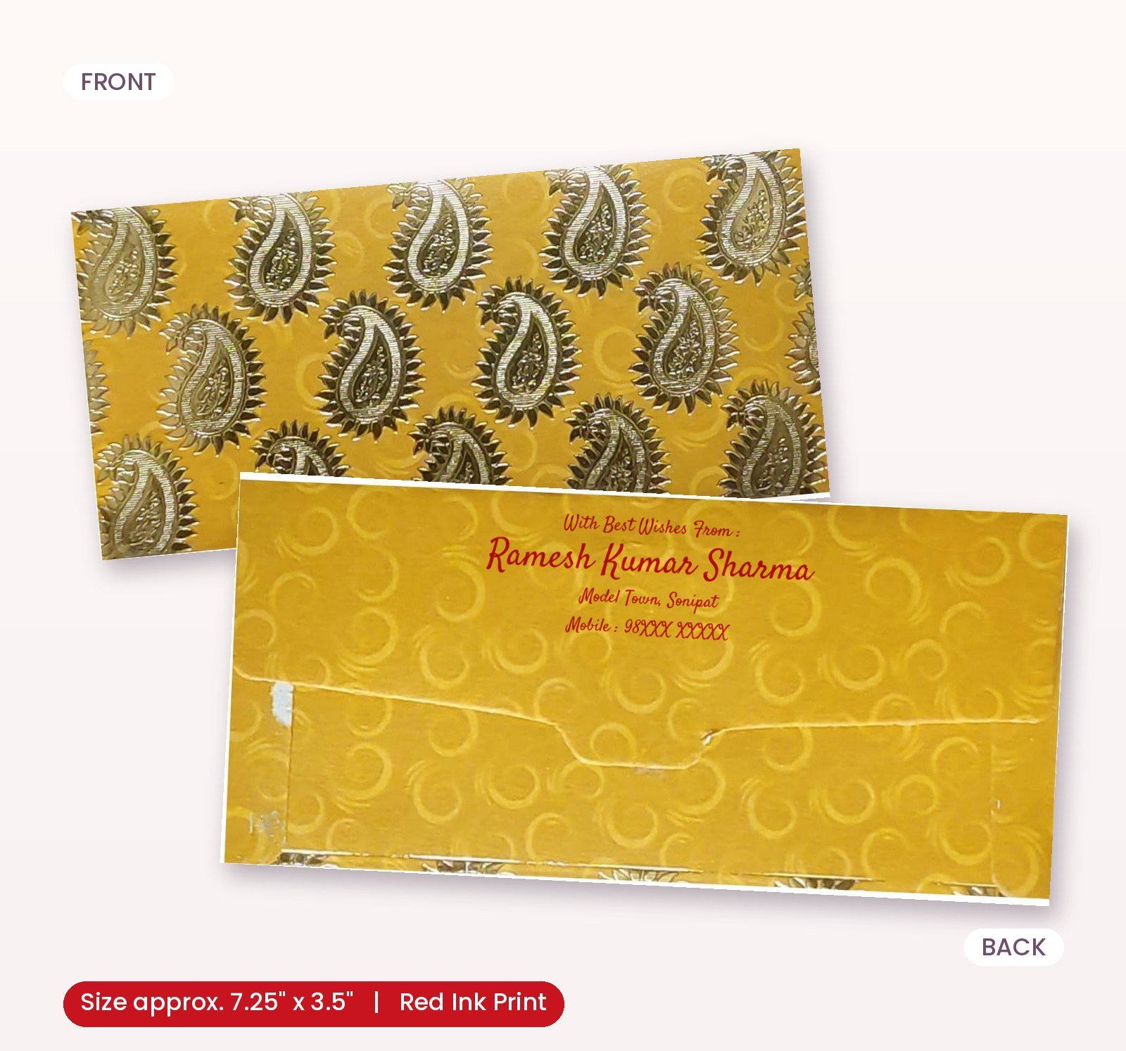 Yellow Colour Designer Shagun Wedding Envelope