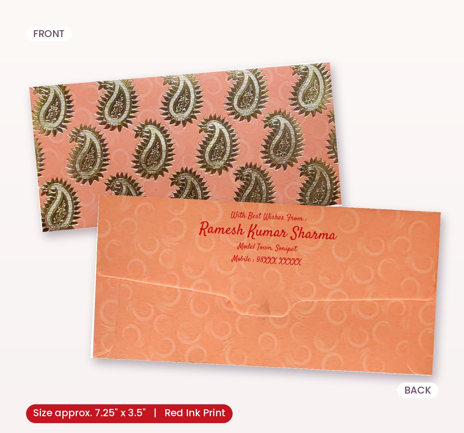 Orange Colour Designer Shagun Wedding Envelope