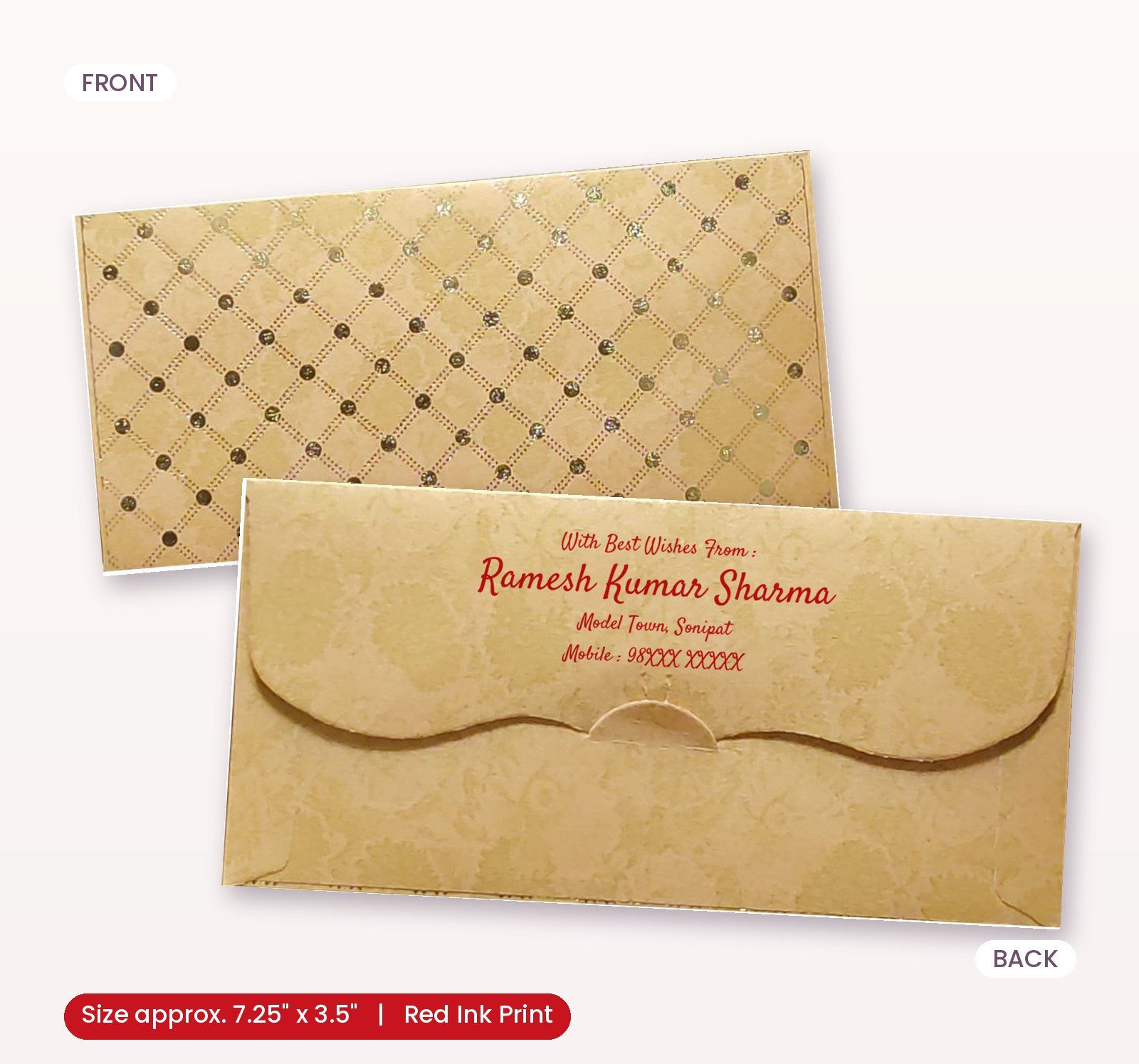 Brown Colour Designer Shagun Wedding Envelope