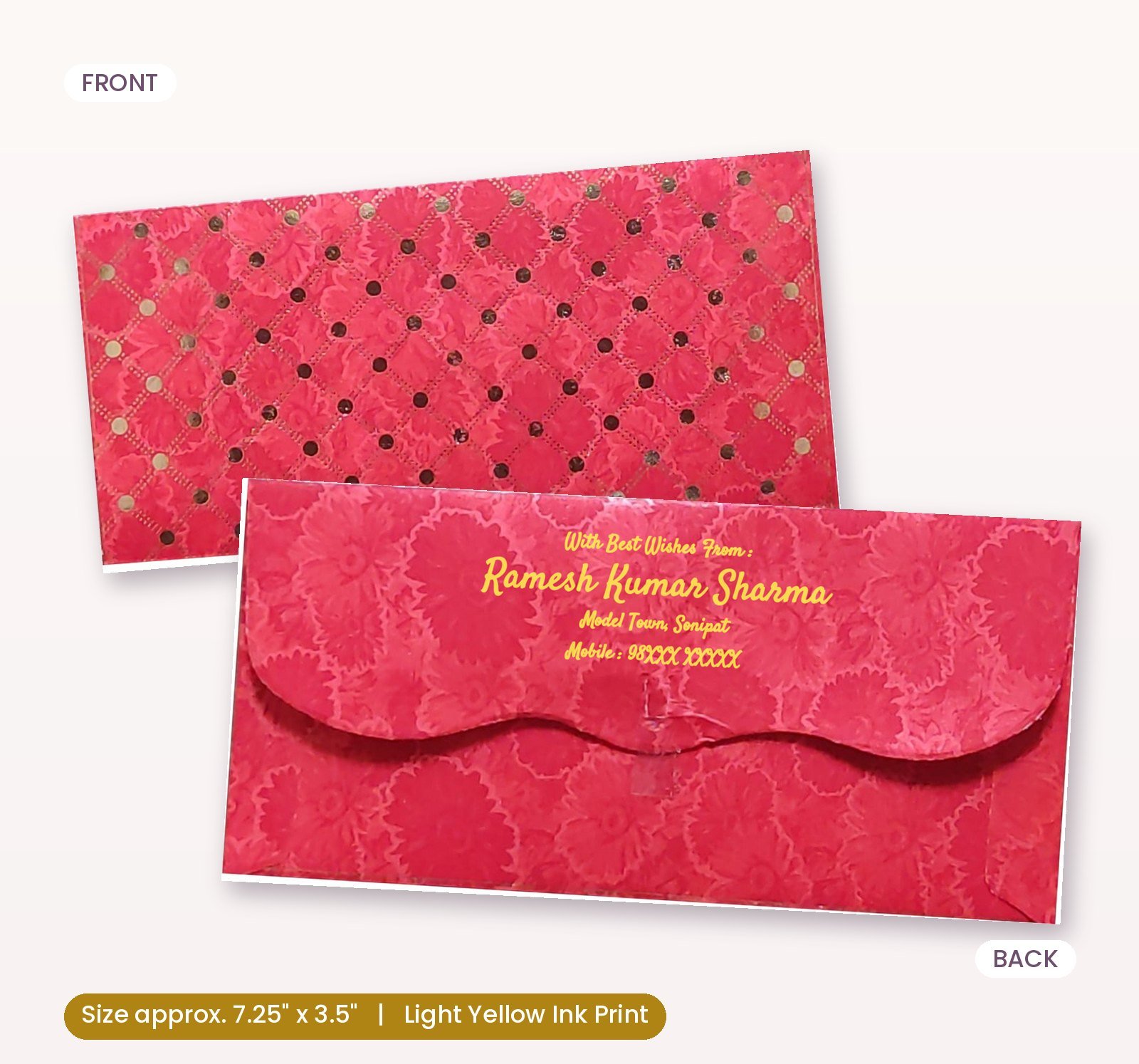 Red Colour Designer Shagun Wedding Envelope