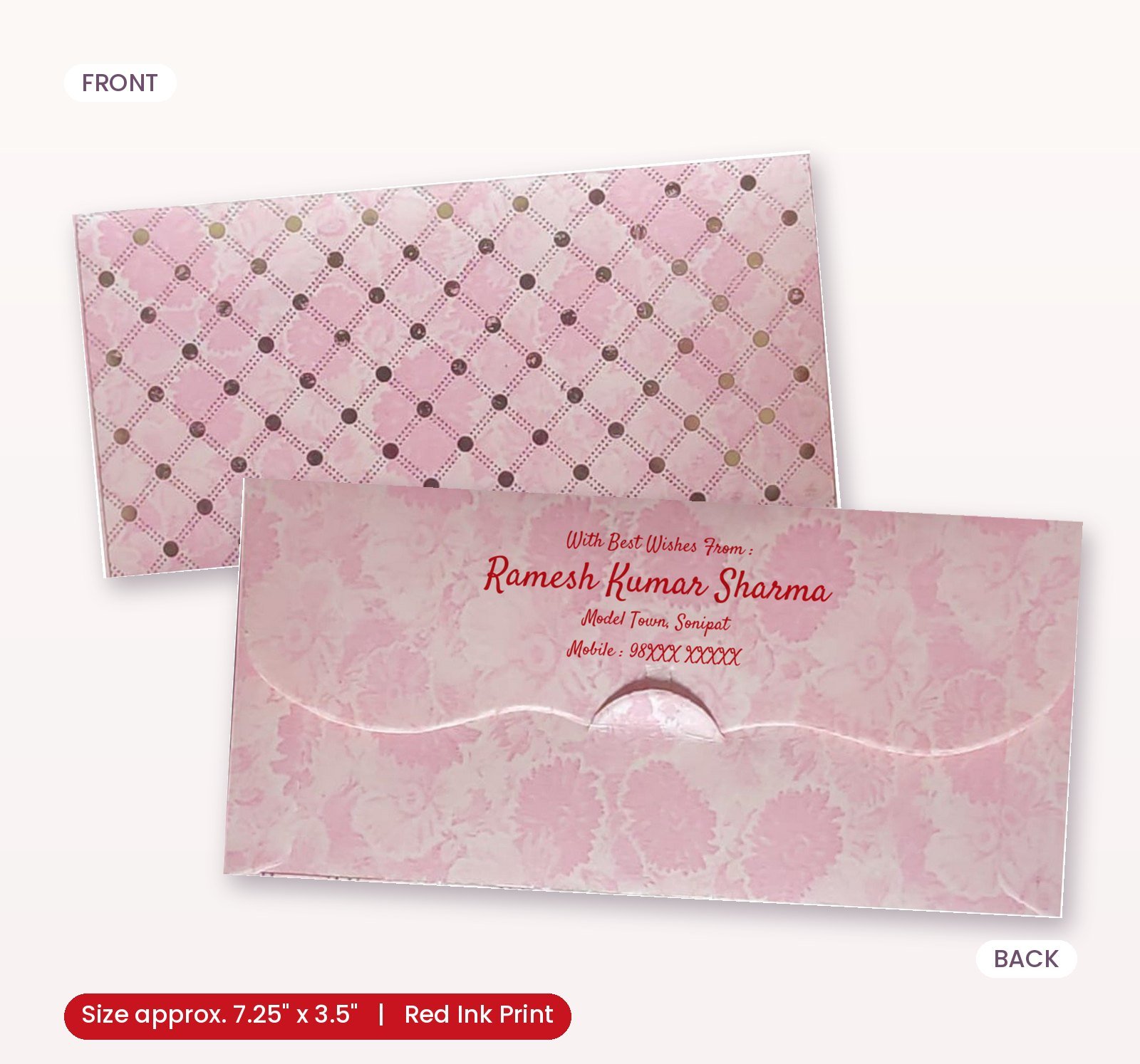 Pink Colour Designer Shagun Wedding Envelope