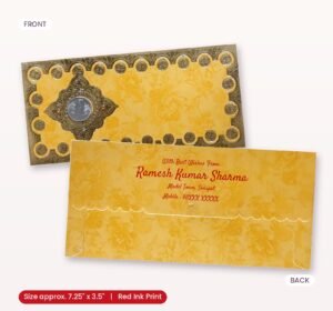 Yellow Colour Fancy Wedding Shagun Gift Money Envelopes/ Lifafa with coin | Online Customized with Name printed