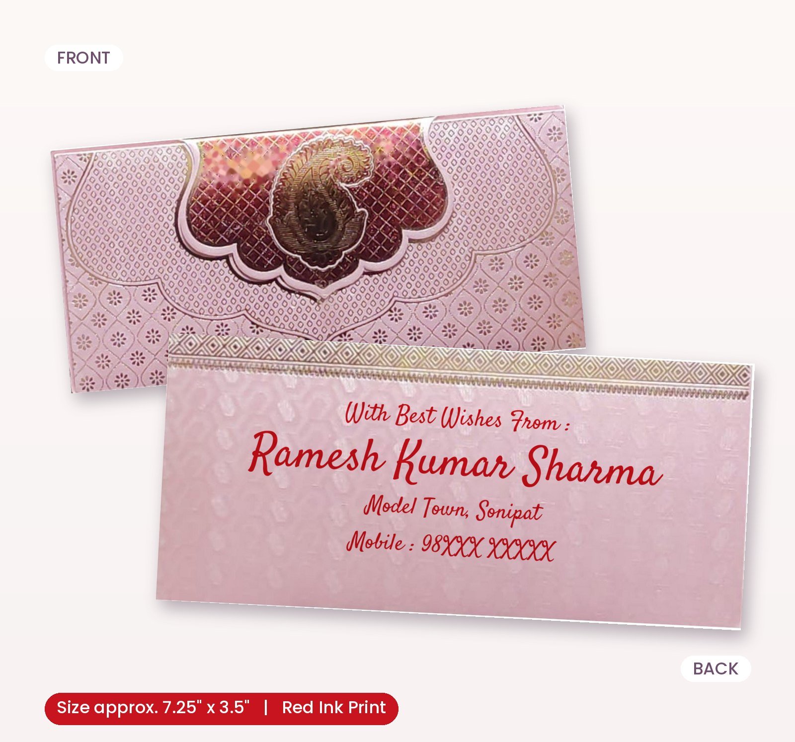 Pink Colour Designer Shagun Wedding Envelope