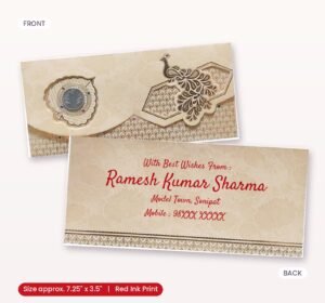 Cream Colour Fancy Wedding Shagun Gift Money Envelopes/ Lifafa with coin | Online Customized with Name printed