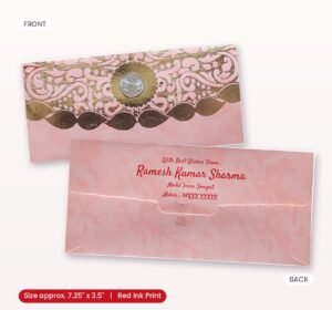 Pink Colour Fancy Wedding Shagun Gift Money Envelopes/ Lifafa with coin | Online Customized with Name printed