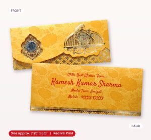 Yellow Colour Fancy Wedding Shagun Gift Money Envelopes/ Lifafa with coin | Online Customized with Name printed