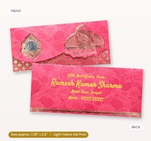 Red Colour Fancy Wedding Shagun Gift Money Envelopes/ Lifafa with coin | Online Customized with Name printed
