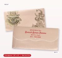 Elegant Gold-Embossed Wedding Invitation with Peacock Design shagun envelope