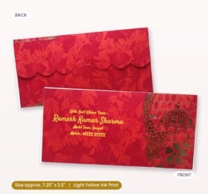 Exquisite Red Shagun envelopes with intricate gold foil detailing..