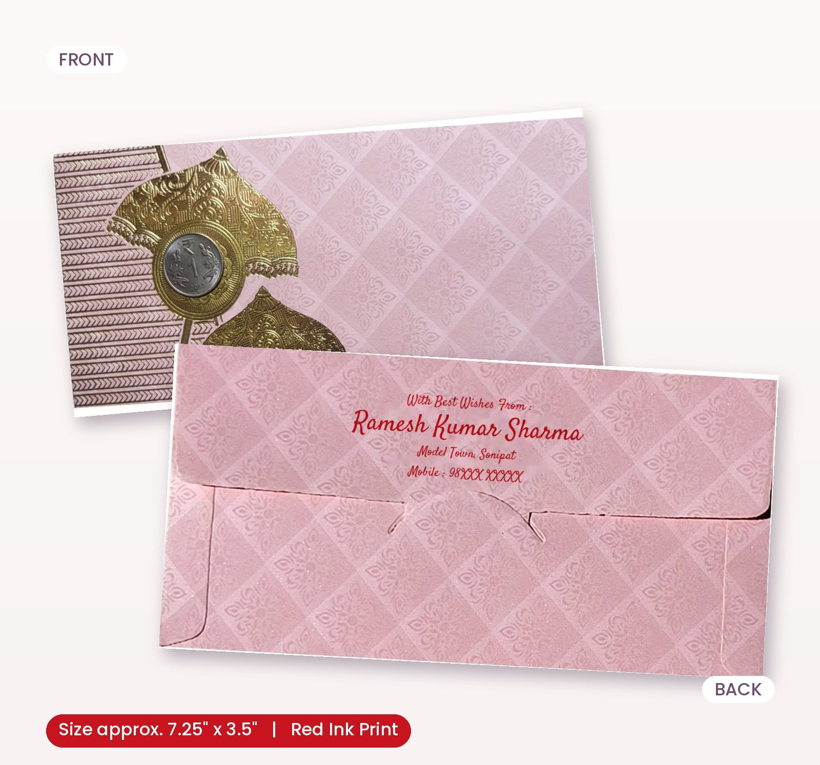 Elegant Wedding Shagun Envelope – Gold Embossed Design