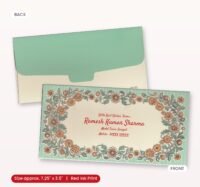Beautiful pastel mint envelope with intricate floral artwork.
