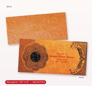 Orange Colour Fancy Wedding Shagun Gift Money Envelopes/ Lifafa with coin | Online Customized with Name printed
