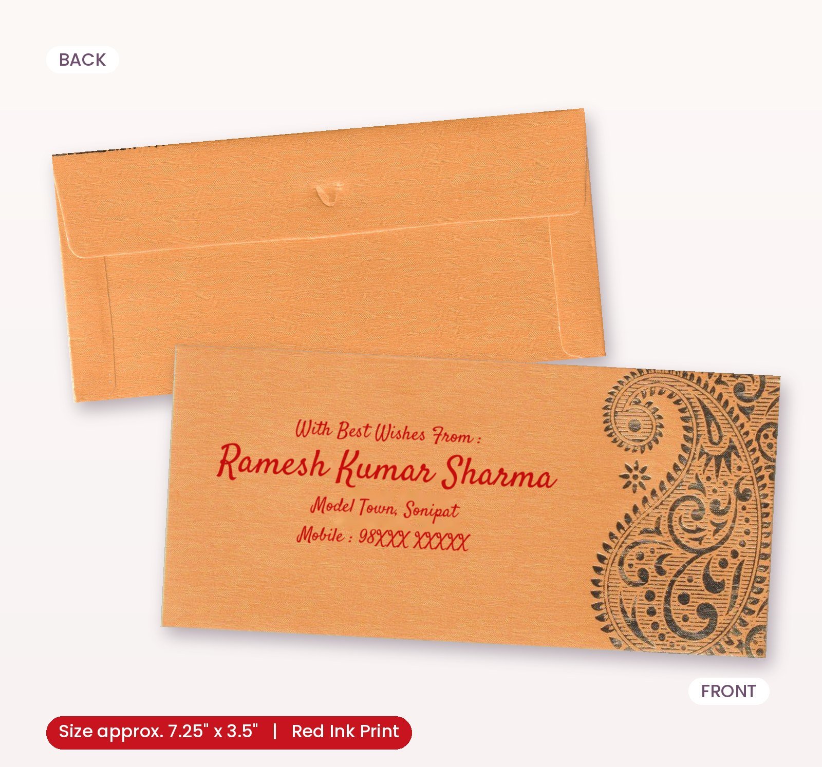 Orange Colour Carry Designer Shagun Wedding Envelope